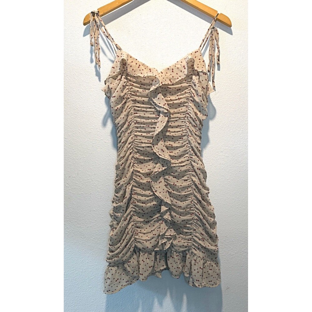 Storia Ruffle Mini Dress Flower Polka Dots Women’s Size Small
